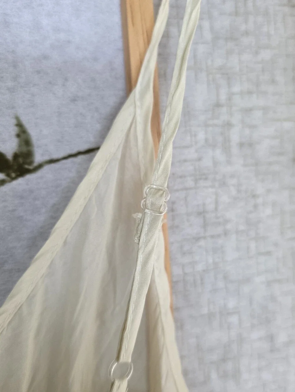 Vintage Cream Slip Dress - Simple Spaghetti Strap Adjustable Size Small Sheer - Picture 6 of 10